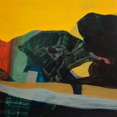 ""(Turtle Island) Wrack Line"" - Peinture de paysage abstrait colorée - Diebenkorn