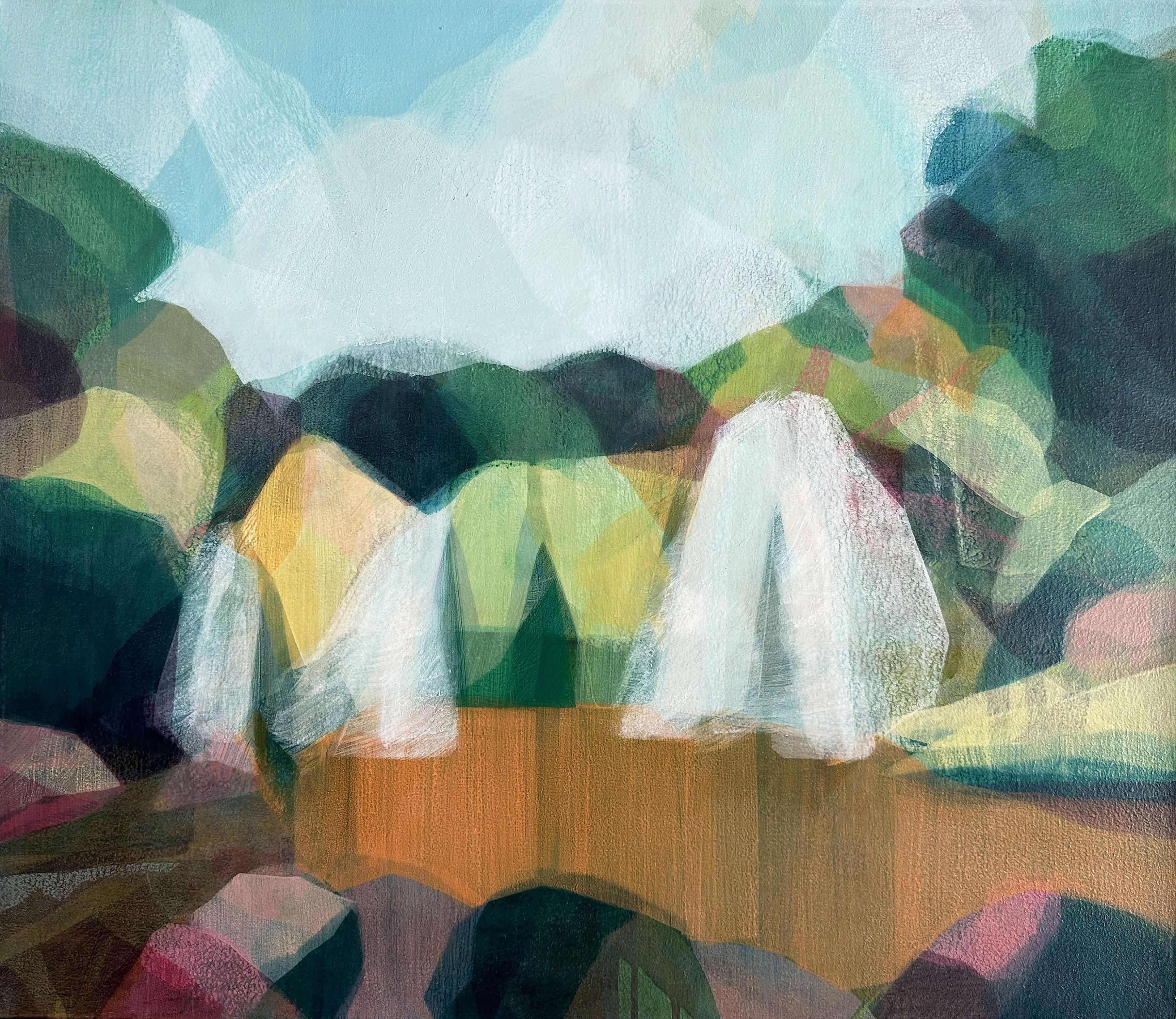 Landscape Painting Katherine Sandoz - « (uhuru) trou de bain n° 1 au parc national hakeakala » - paysage abstrait