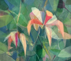 "(uhuru) tree orchid" - abstract botanical, saturated colors, green, landscape