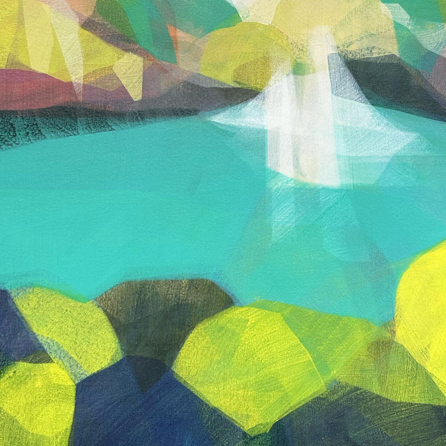 « (uhuru) cascade à la route vers hana n° 3 » - paysage abstrait, coloré, eau - Painting de Katherine Sandoz
