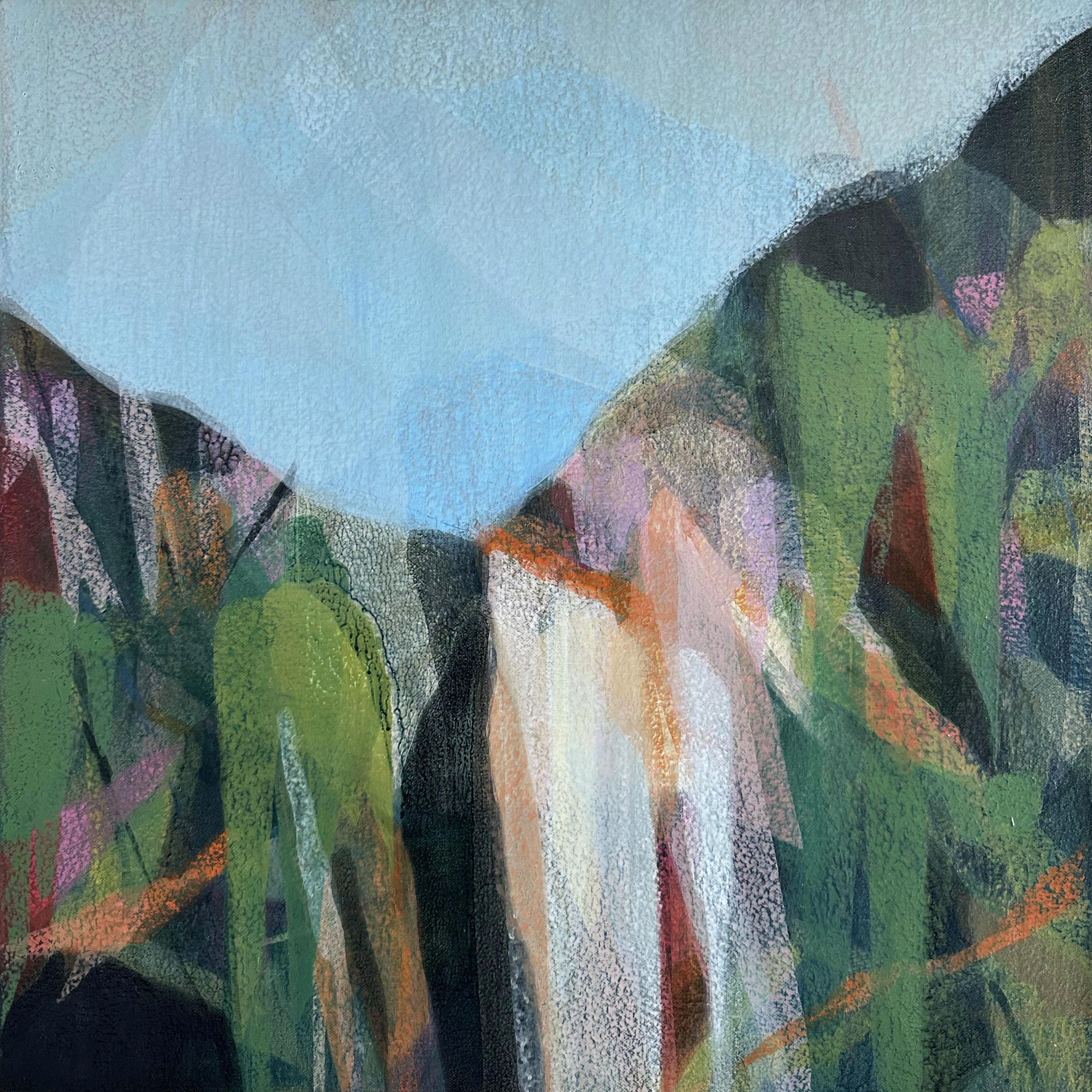 Katherine Sandoz Abstract Painting - "(uhuru) waterfall no. 1 at hakeakala national park" - abstract landscape