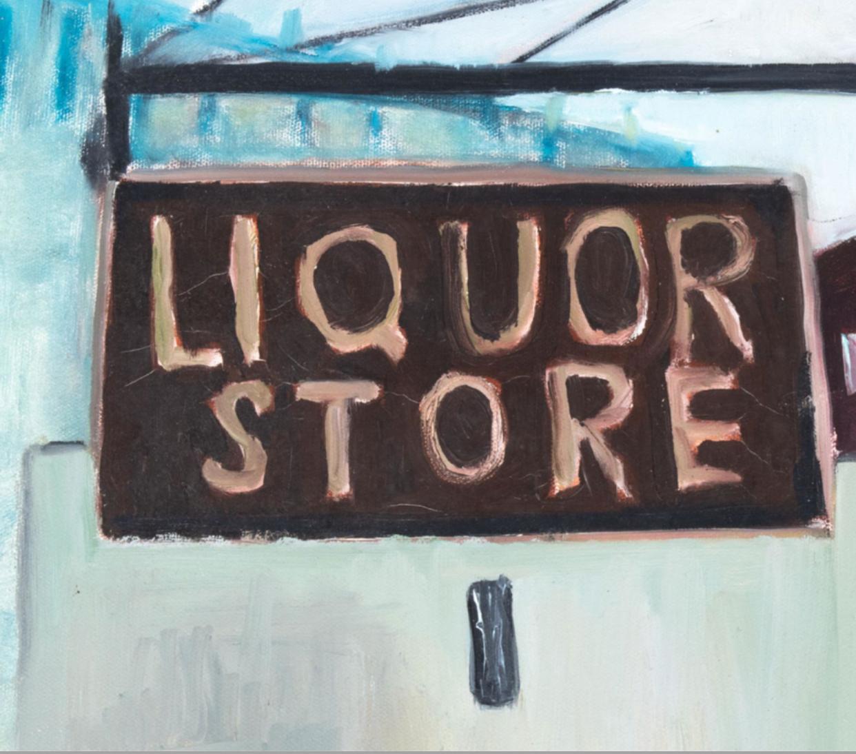 Américain Katherine Thompson huile sur toile intitulée Liquor Store 2. en vente