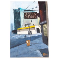 Olio su tela di Katherine Thompson dal titolo "Liquor Store 2".