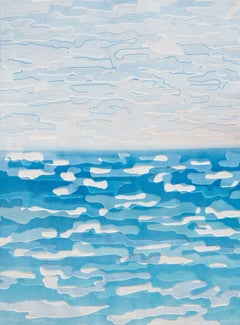 Nube Océano 1 by Katherine Warinner Monotipo en relieve sobre papel en azul