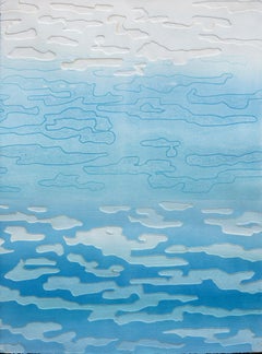 Cloud Ocean 2 di Katherine Warinner Monotipo a rilievo su carta in blu