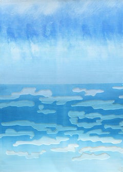 Cloud Ocean 3 di Katherine Warinner Monotipo a rilievo su carta in blu