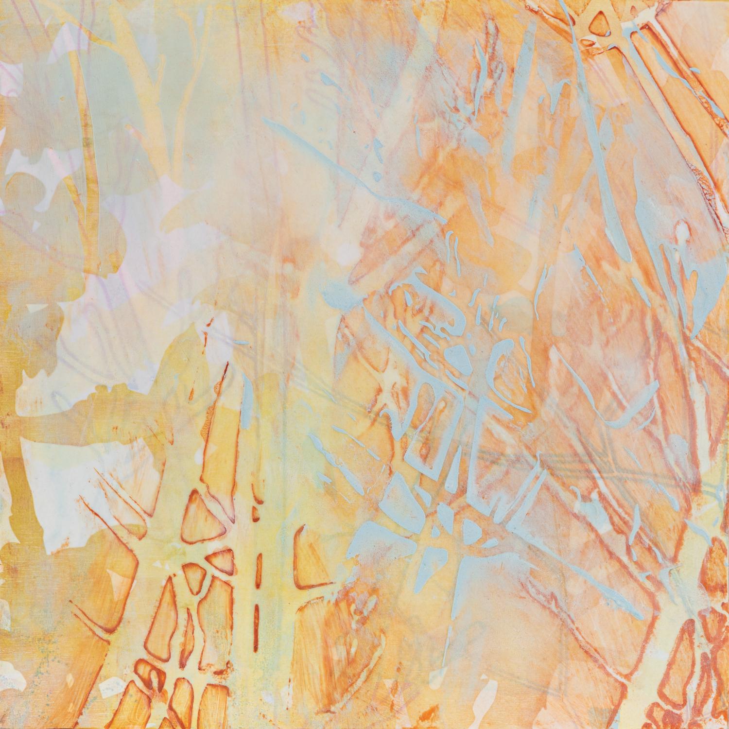 "Forest Mist" - Multi-layered Abstract branches in Orange, Blue & Yellow