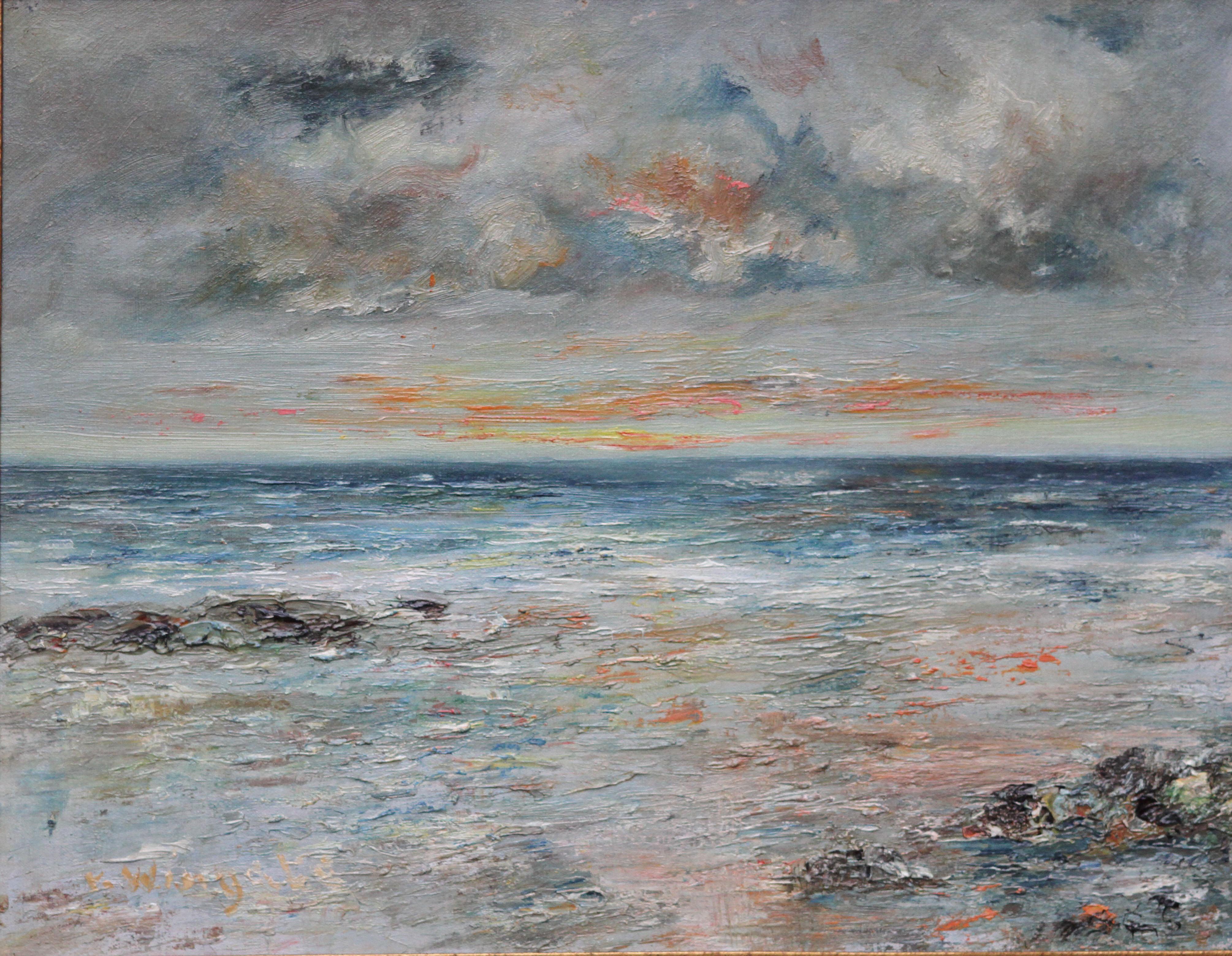 Arran Seascape - Scottish 1915 Impressionist art oil painting female artist - Painting by Katherine Wingate