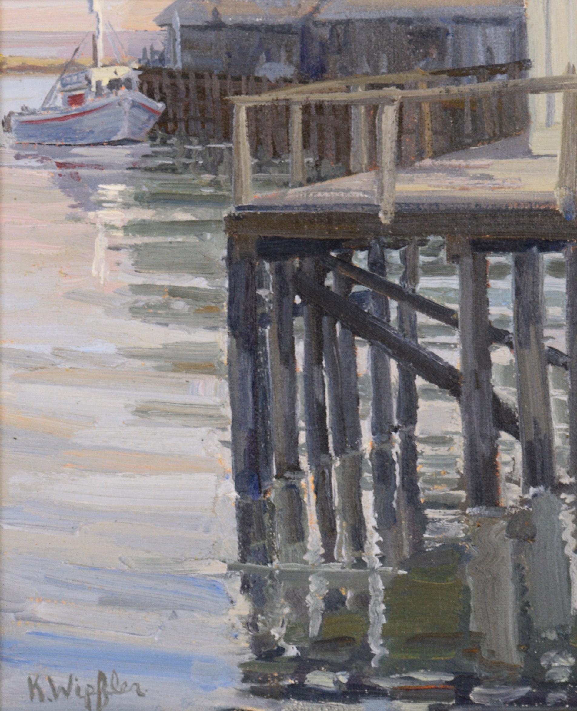 Monterey Bay Dock Plein Air Seascape - Painting by Katherine Wipfler