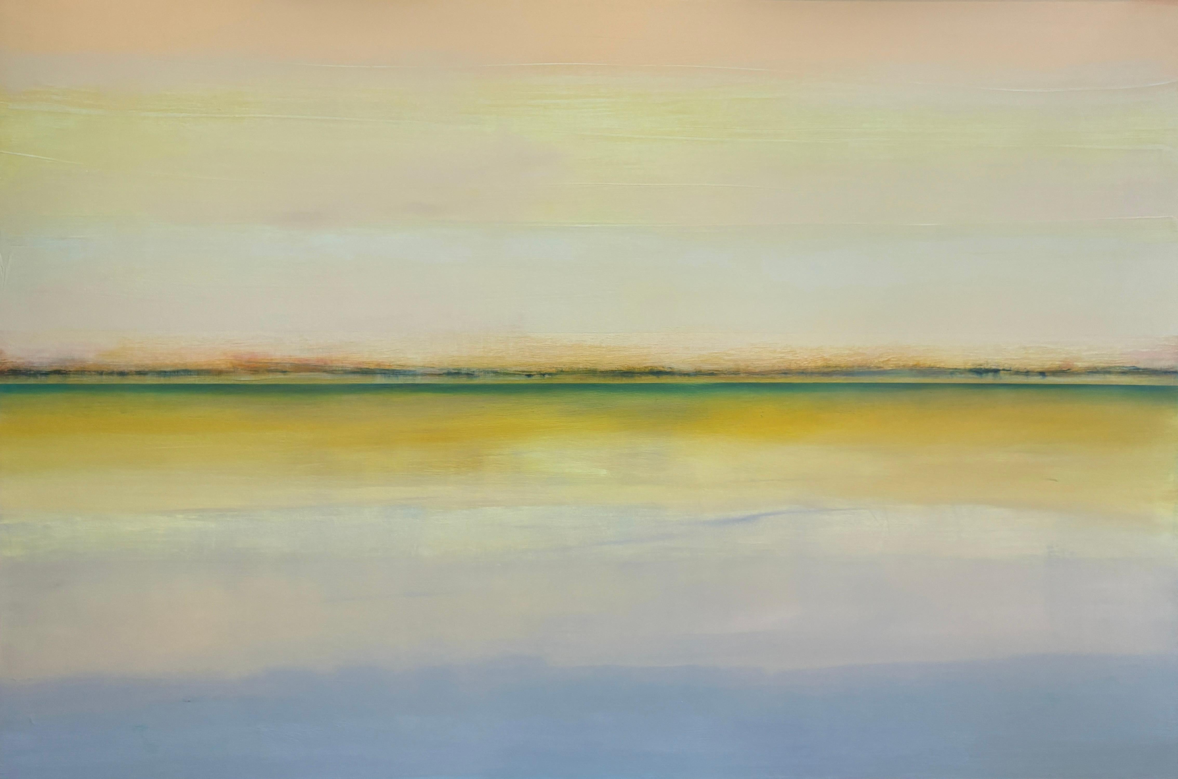 "After the Rains" di Holt - Grande astratto contemporaneo in blu, verde e tonalità della terra