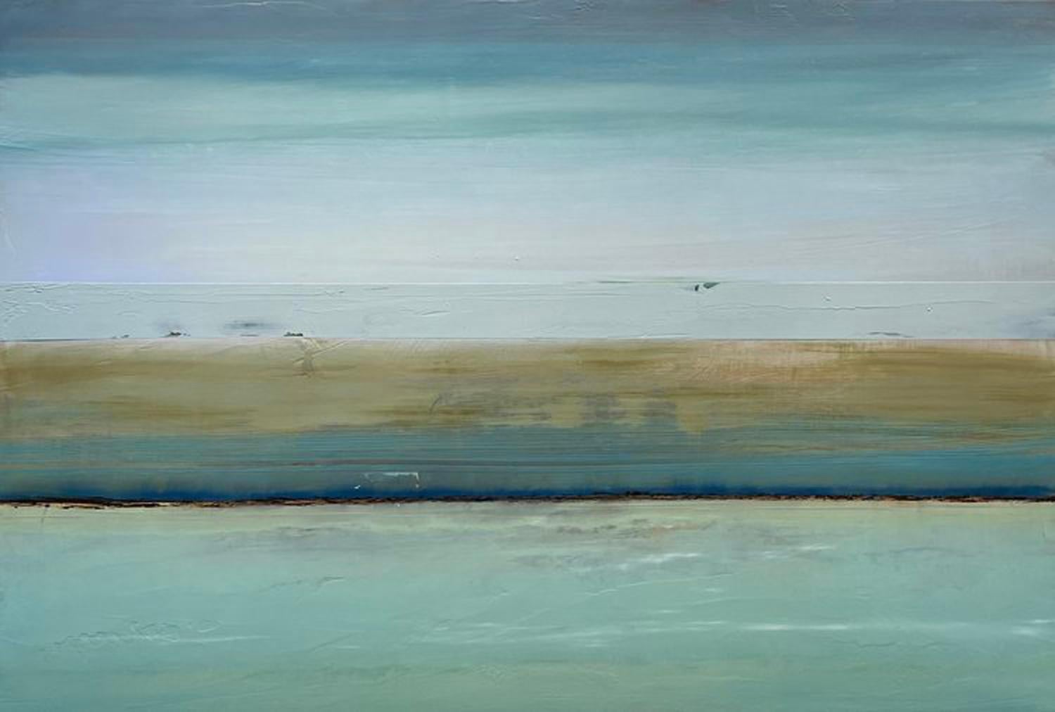 Katheryn Holt Abstract Painting - 'Aqua' Mixed Media on Board  Seascape Abstract Contemporary Original  Painting  