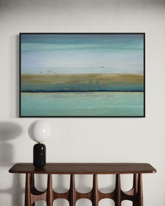 "Aqua" - Blue and Green Layered Abstract Textured Modern Color-Field Painting