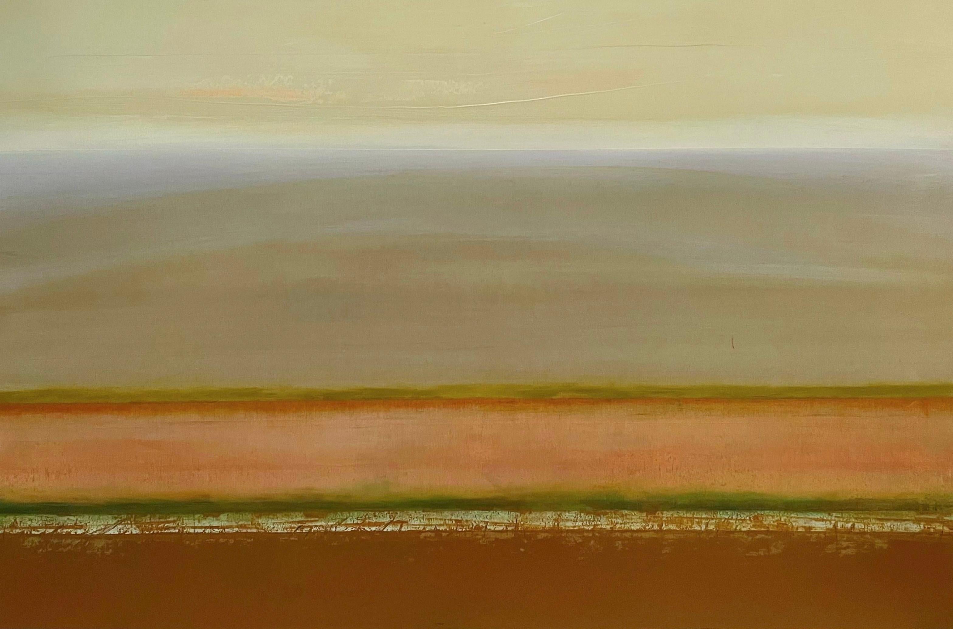 'Vento d'agosto' di Katheryn Holt - Pittura astratta contemporanea dai colori tenui