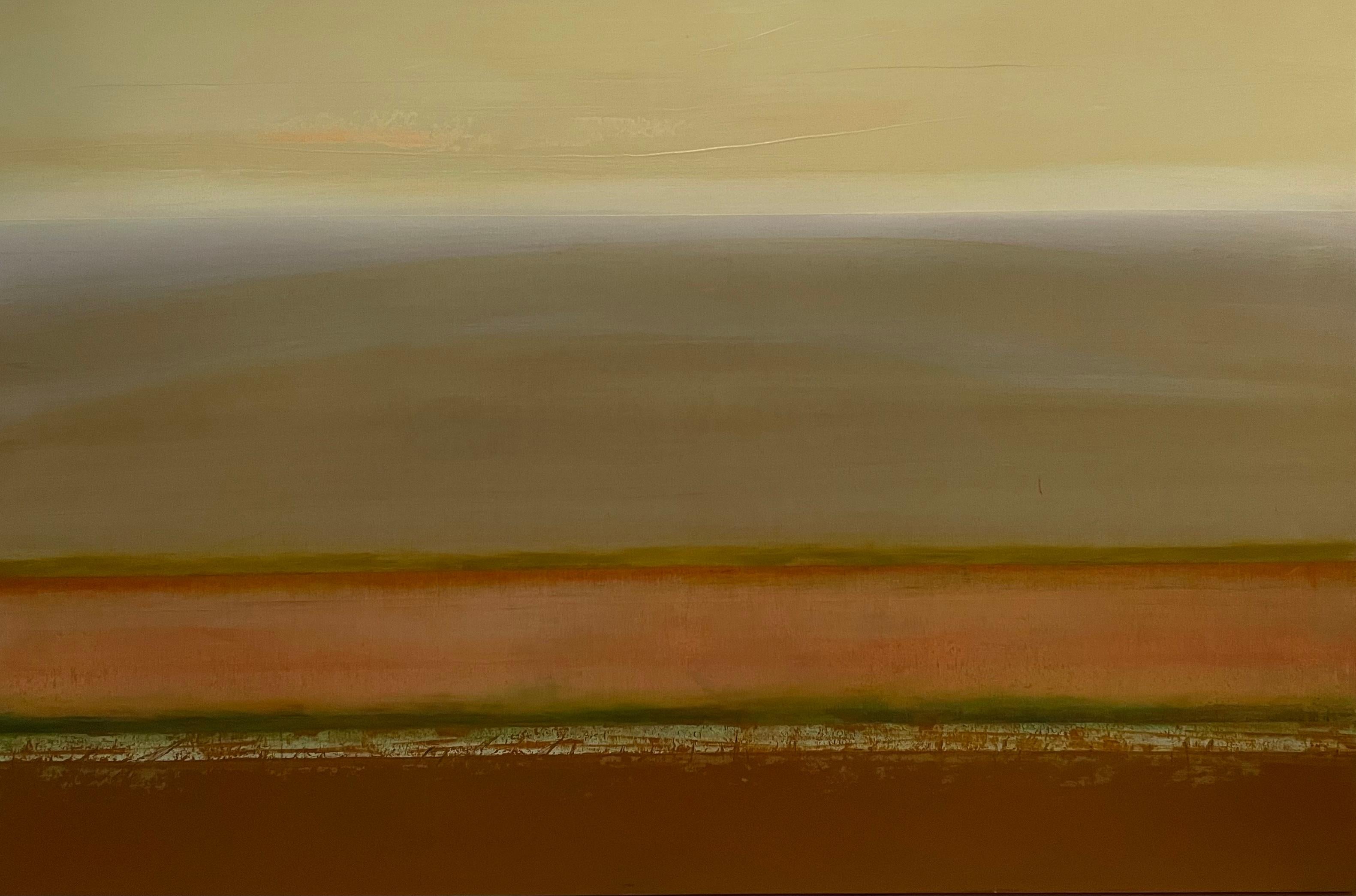 'August Wind ‘Contemporary Abstract Landscape Oil on Board by Katheryn Holt 