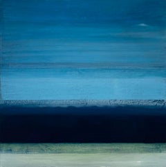 'Blue Ridge' by Katheryn Holt - Blue and Black Contemporary Abstract Landscape