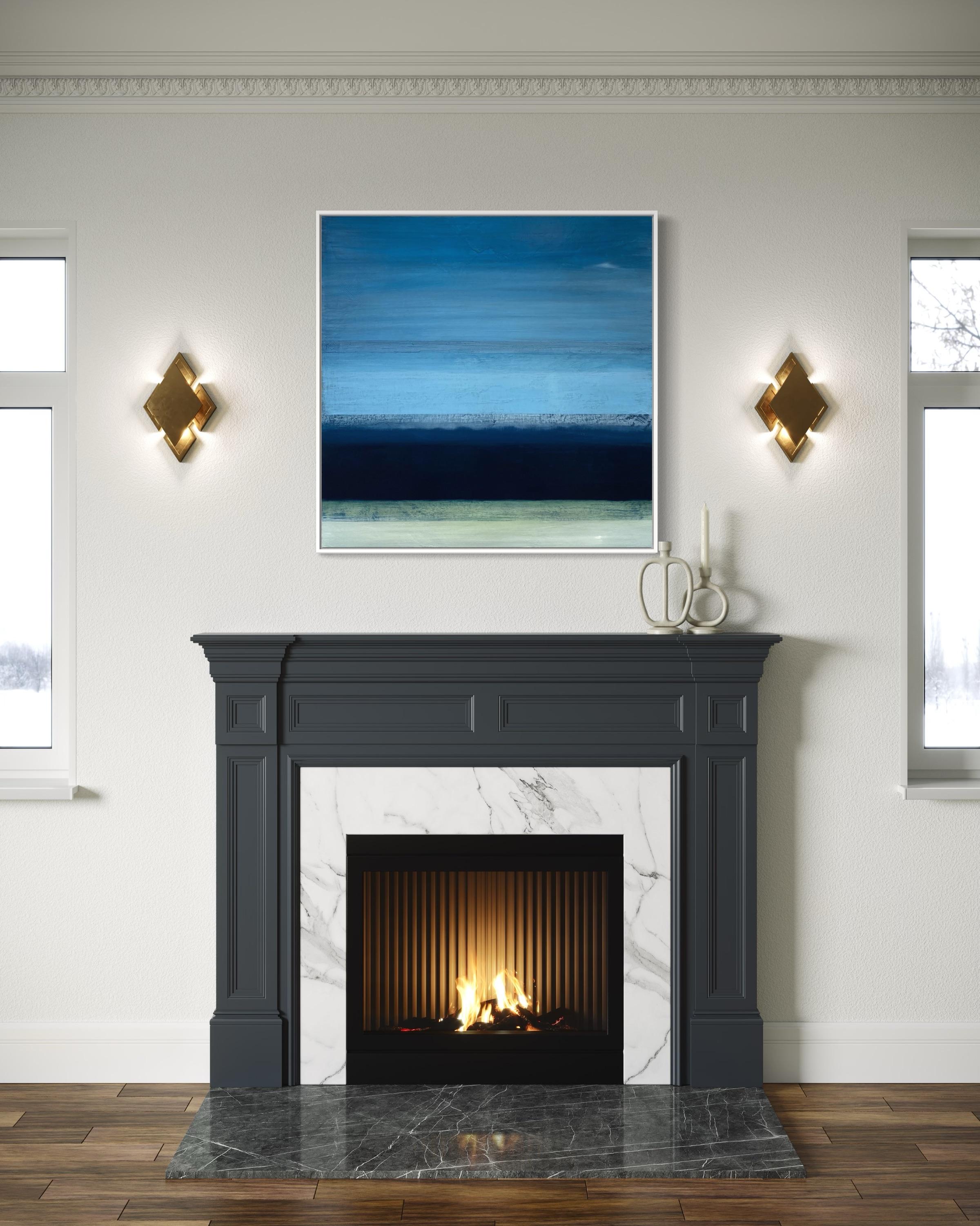 'Blue Ridge' de Katheryn Holt - Paisaje abstracto contemporáneo azul y negro en venta 1