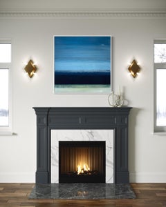 "Blue Ridge" - Contemporary Textured Abstract Artwork in Blue and Green Tones