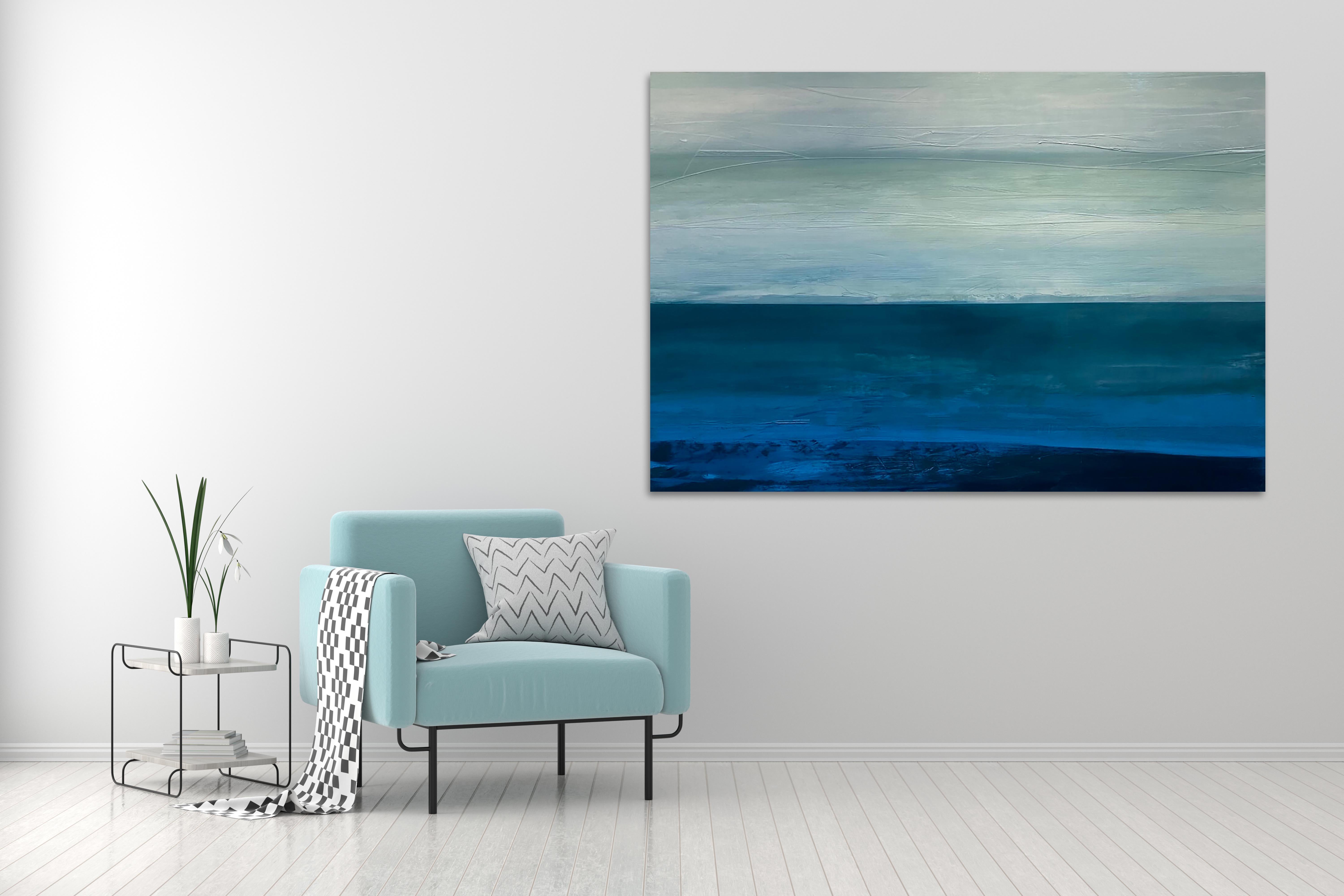 Arte astratta 'Blue Tide' di Katheryn Holt con paesaggio oceanico 1