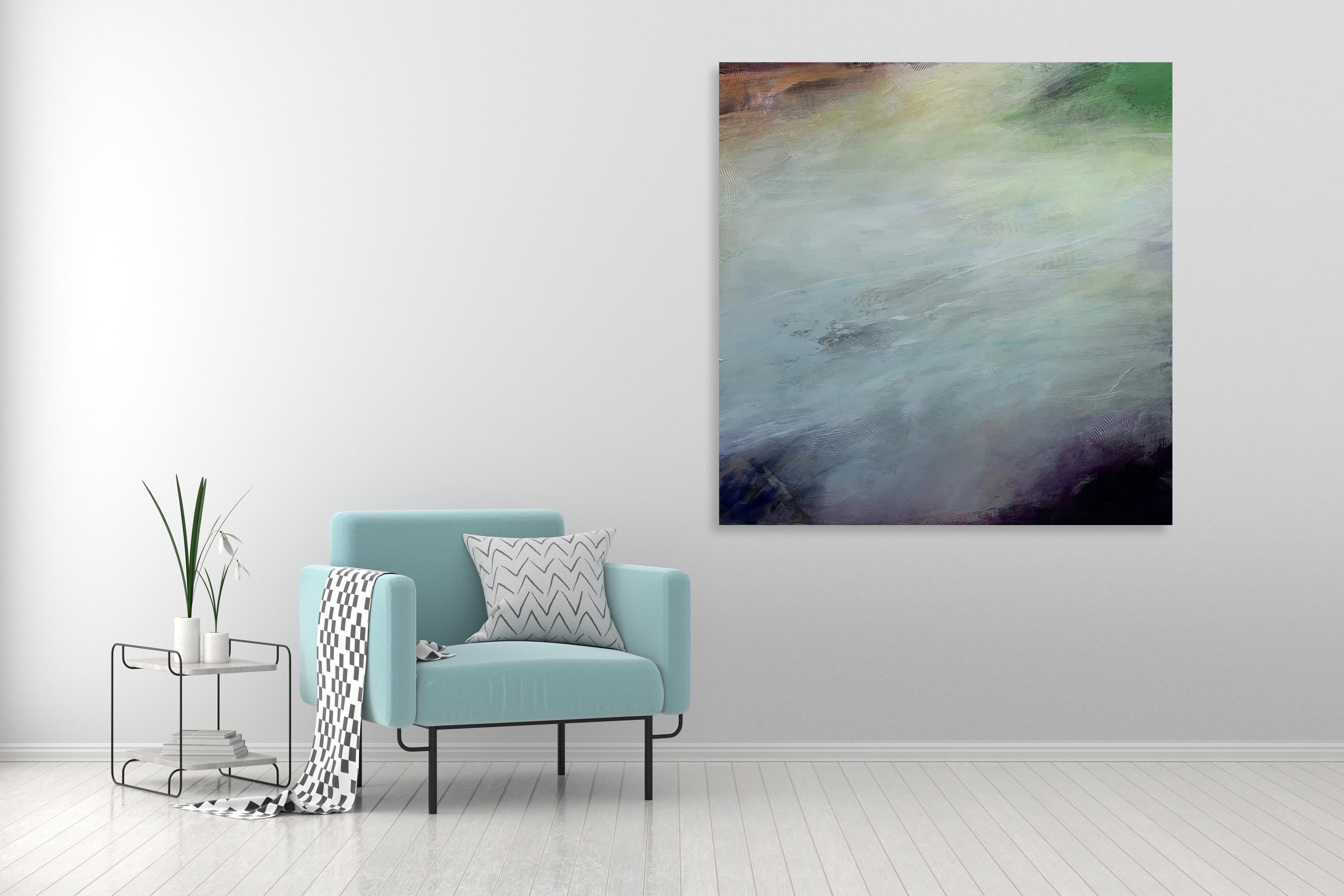  Abstract Large Contemporary  Mixed Media Painting By Katheryn  - Gray Abstract Painting by Katheryn Holt