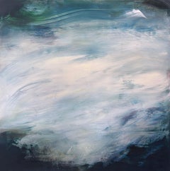 "Rompeolas IV" by Holt - Cuadro abstracto contemporáneo azul oscuro y blanco