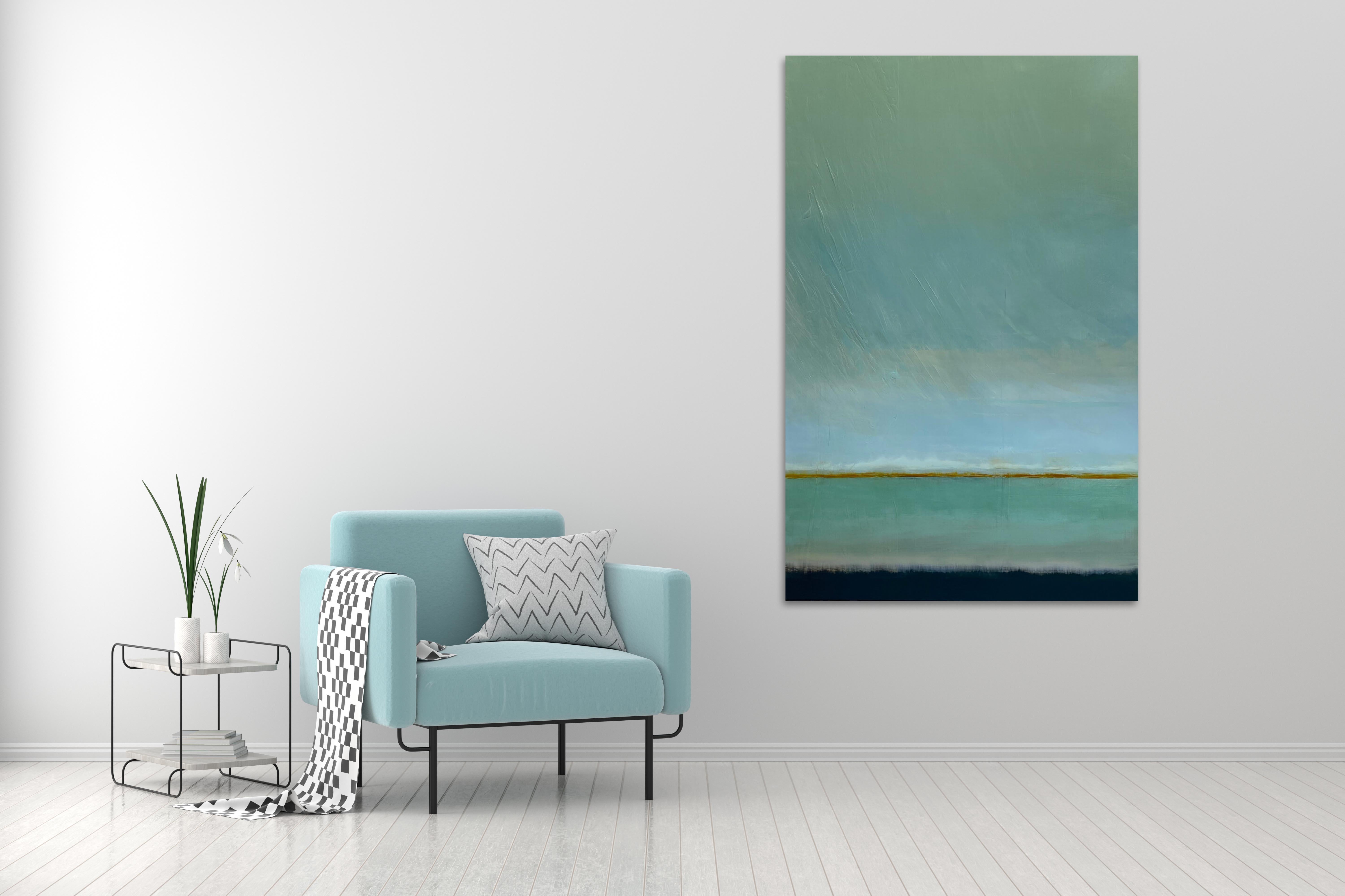 'Cumulus' Ocean scape  In Blue Abstract Contemporary Original Art By Katheryn  - Painting by Katheryn Holt
