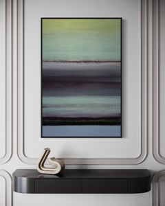 "Distance" - Muted Green and Earth Tone Contemporary Color-Field Abstract Art