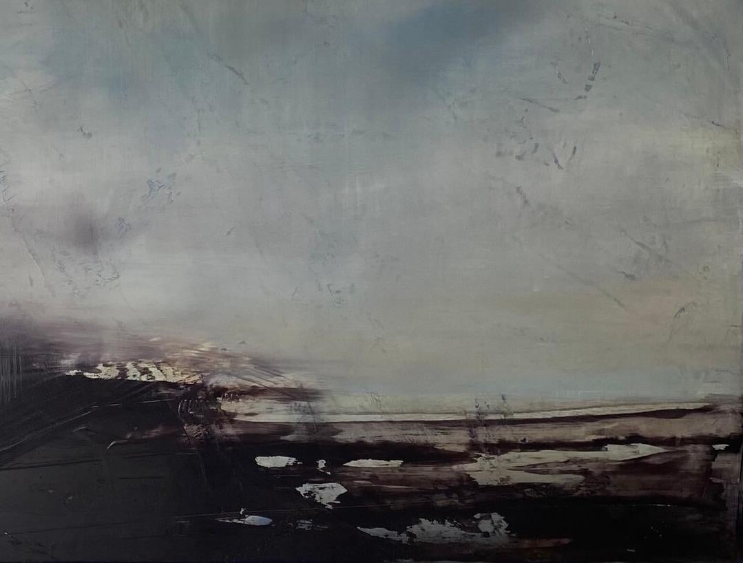 'Early Rain' di Katheryn Holt - Astratto contemporaneo grigio, blu e nero in vendita 2