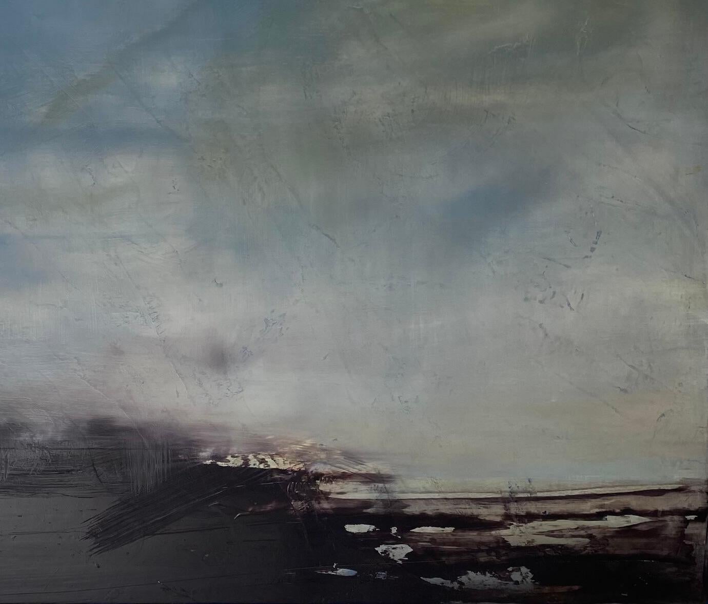 'Early Rain' di Katheryn Holt - Astratto contemporaneo grigio, blu e nero in vendita 3