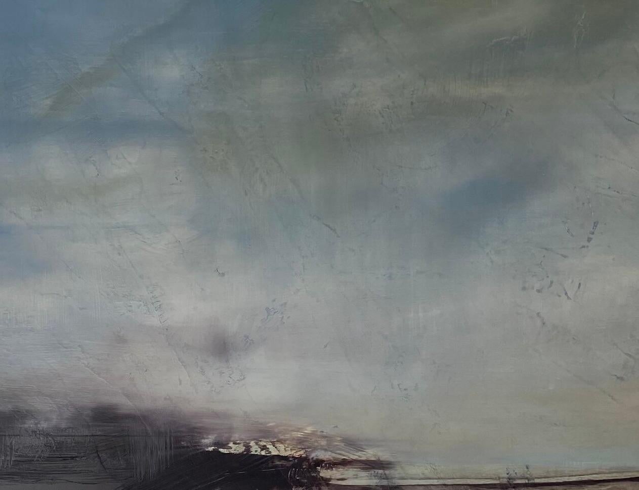 'Early Rain' di Katheryn Holt - Astratto contemporaneo grigio, blu e nero in vendita 5