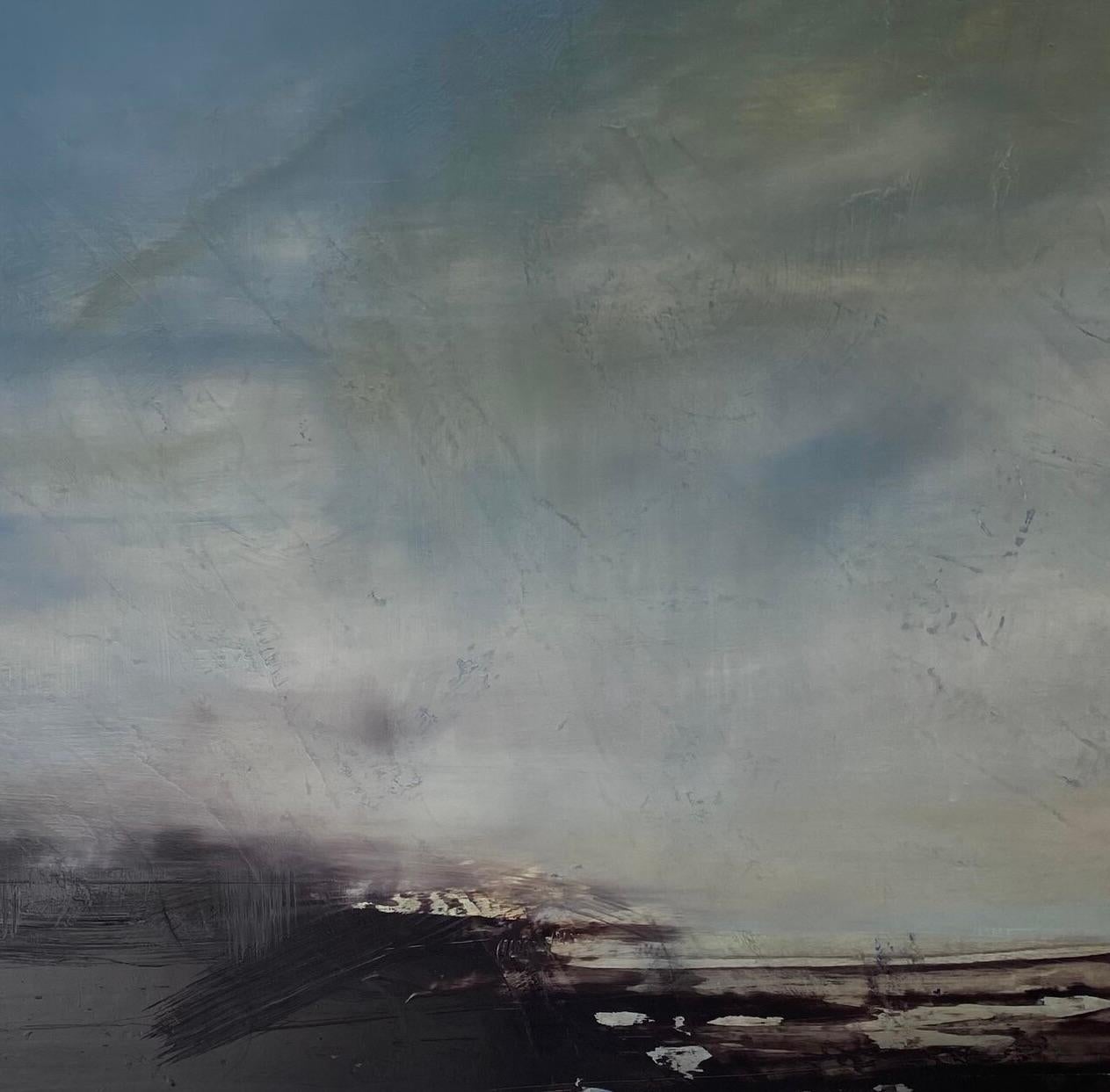 'Early Rain' di Katheryn Holt - Astratto contemporaneo grigio, blu e nero in vendita 6
