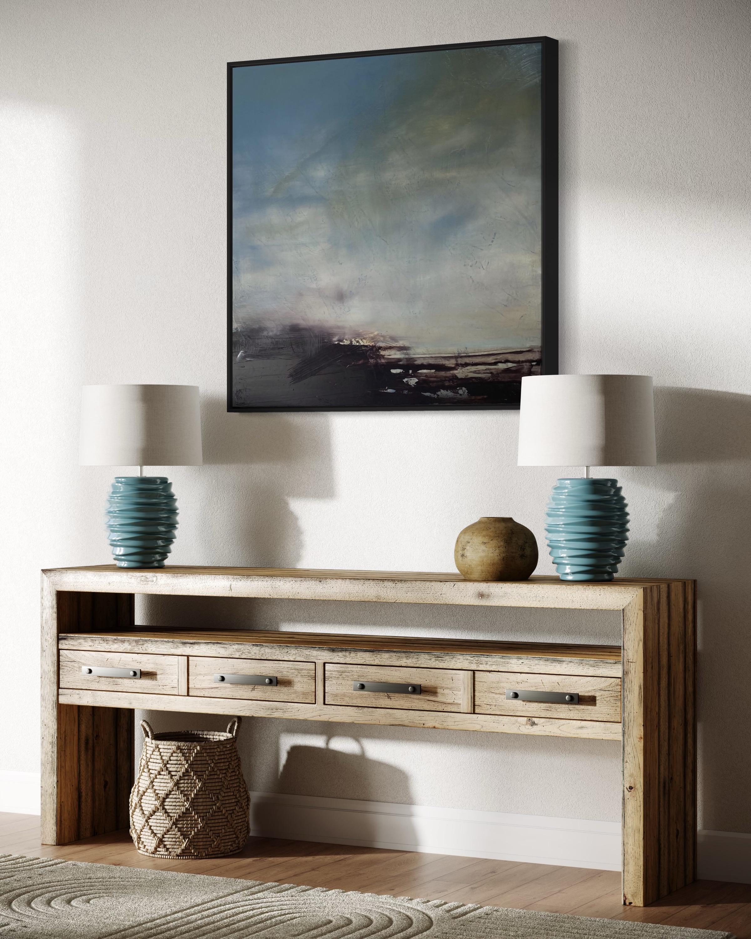 'Early Rain' di Katheryn Holt - Astratto contemporaneo grigio, blu e nero in vendita 7