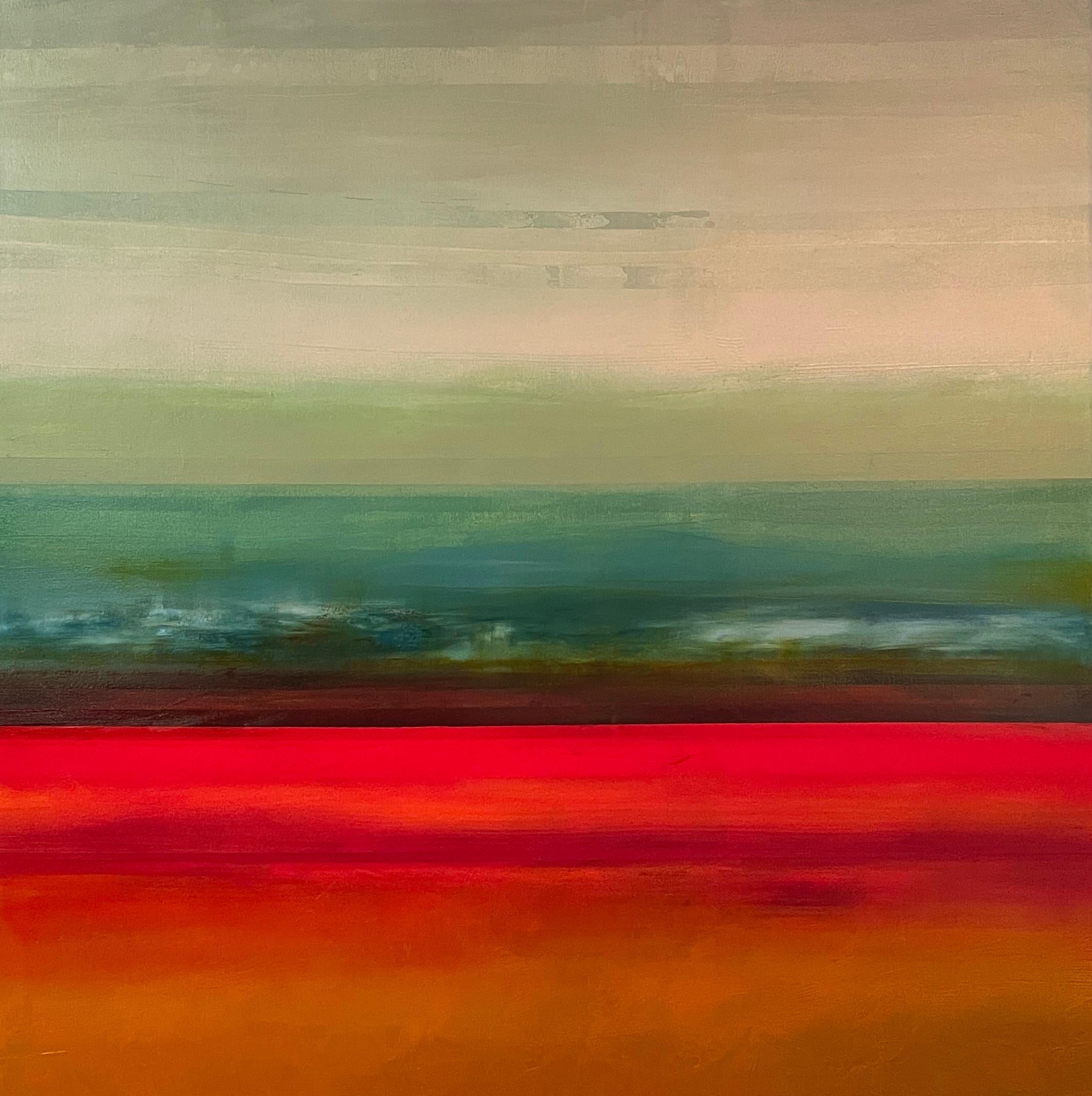 Landscape Painting Katheryn Holt - "Into the Sky" Grand paysage d'expressionnisme abstrait contemporain en techniques mixtes