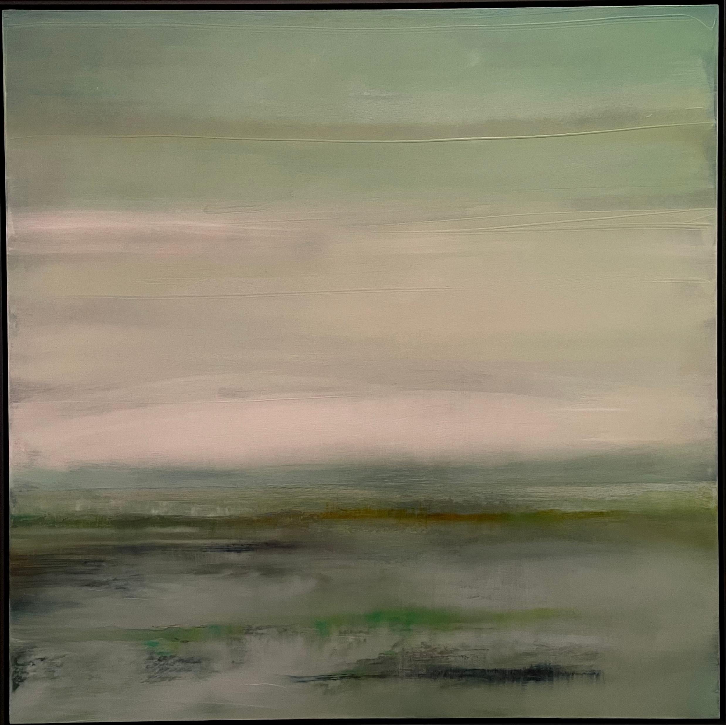 'Lost River' Contemporary Abstract Landscape Oil on Board By Katheryn Holt For Sale 1