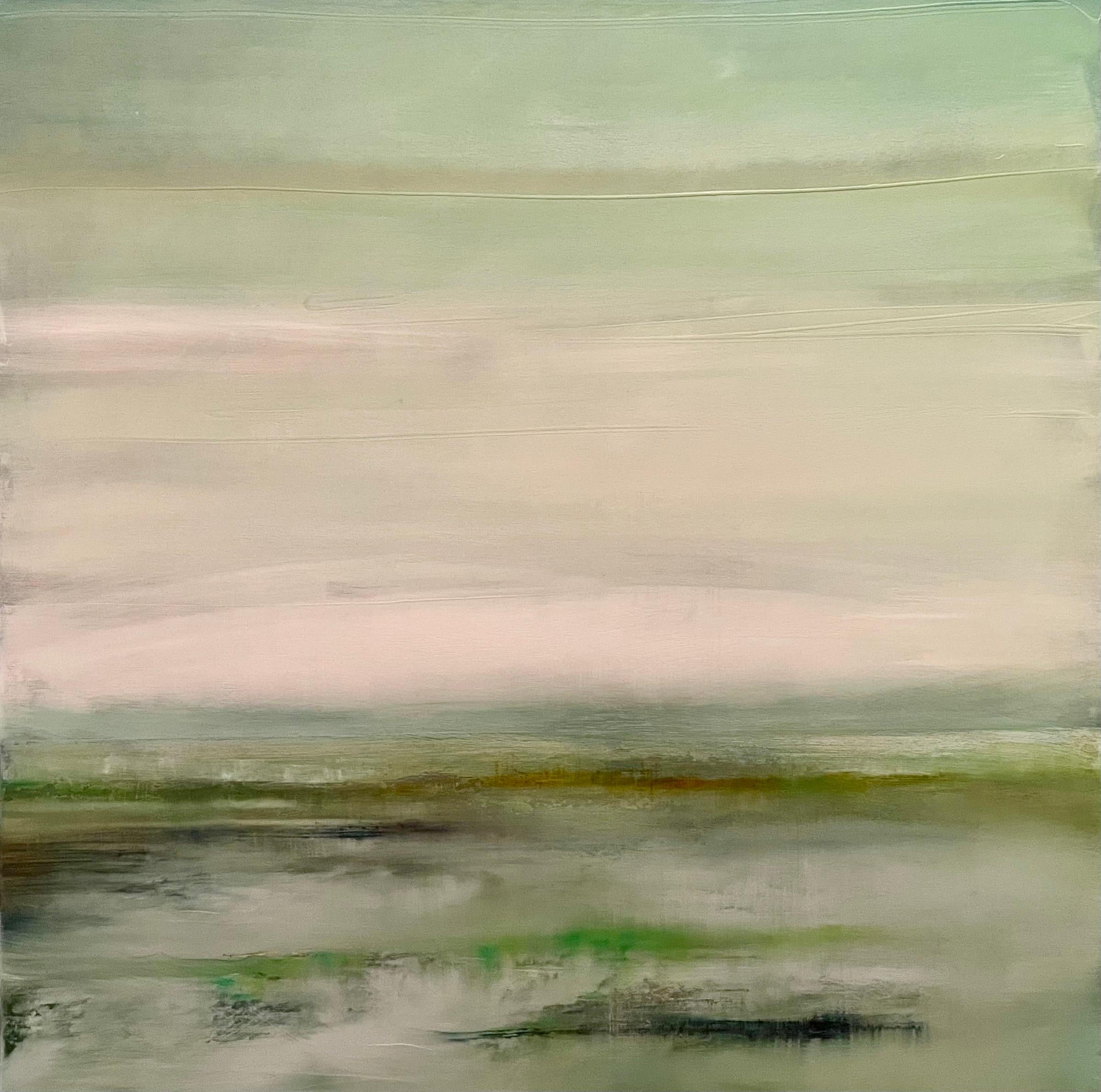 'Lost River' di Katheryn Holt - Paesaggio astratto contemporaneo in verde brillante