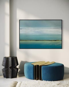 "Mirage II" - Bold Blue and Green Textural Mixed Media Modern Abstract Artwork