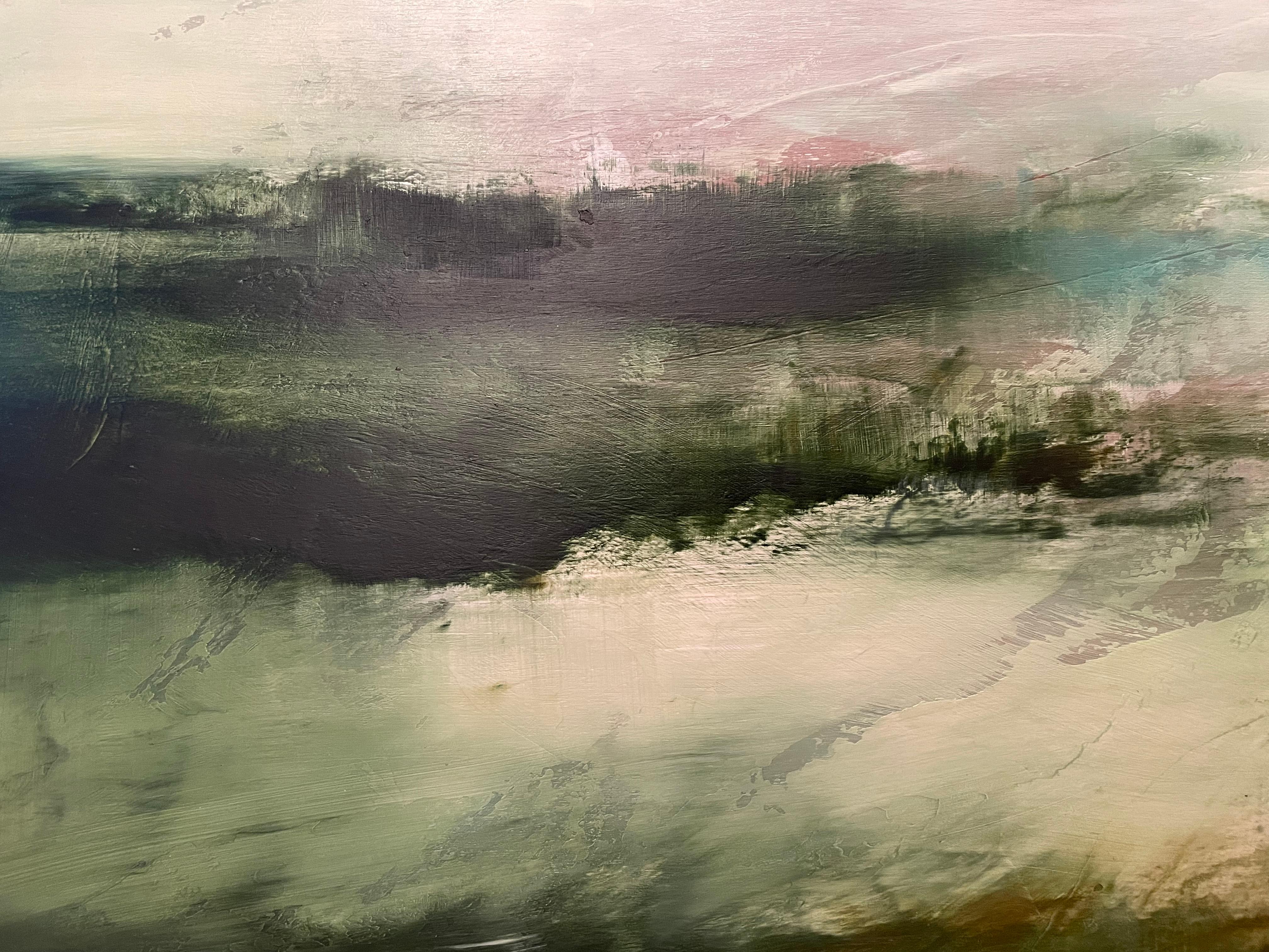 ‘Rivers End’ Green Contemporary Abstract Landscape Mixed Media By Katheryn Holt For Sale 5