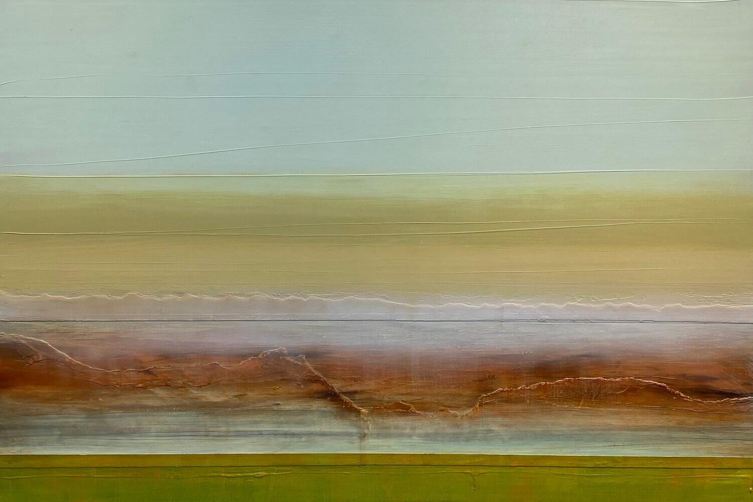 "Cantera" de Katheryn Holt - Pintura abstracta en tonos verdes y ocres