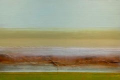 "Quarry" by Katheryn Holt - Green and Ochre Tone Color-Field Abstract Painting