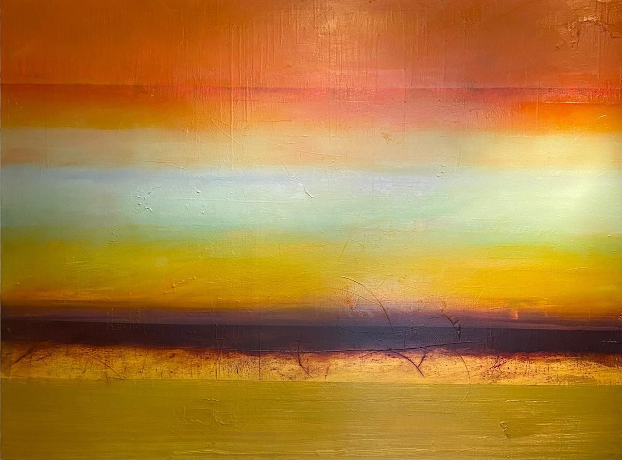 New Growth' Large Modern Abstract Sunset Landscape Oil On Canvas Katheryn Holt
