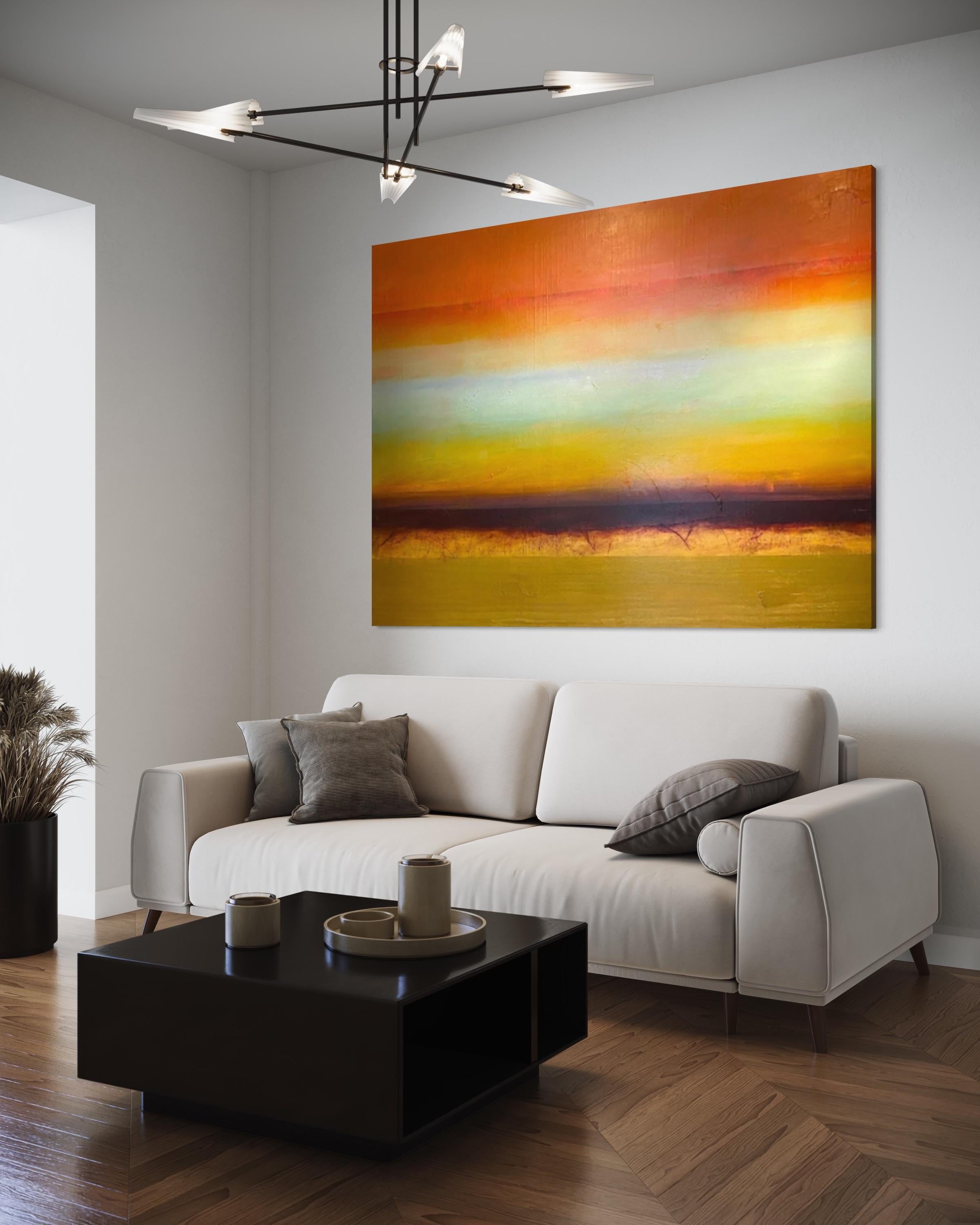 'New Growth' Large Modern Abstract Sunset Landscape Oil On Canvas Katheryn Holt For Sale 6