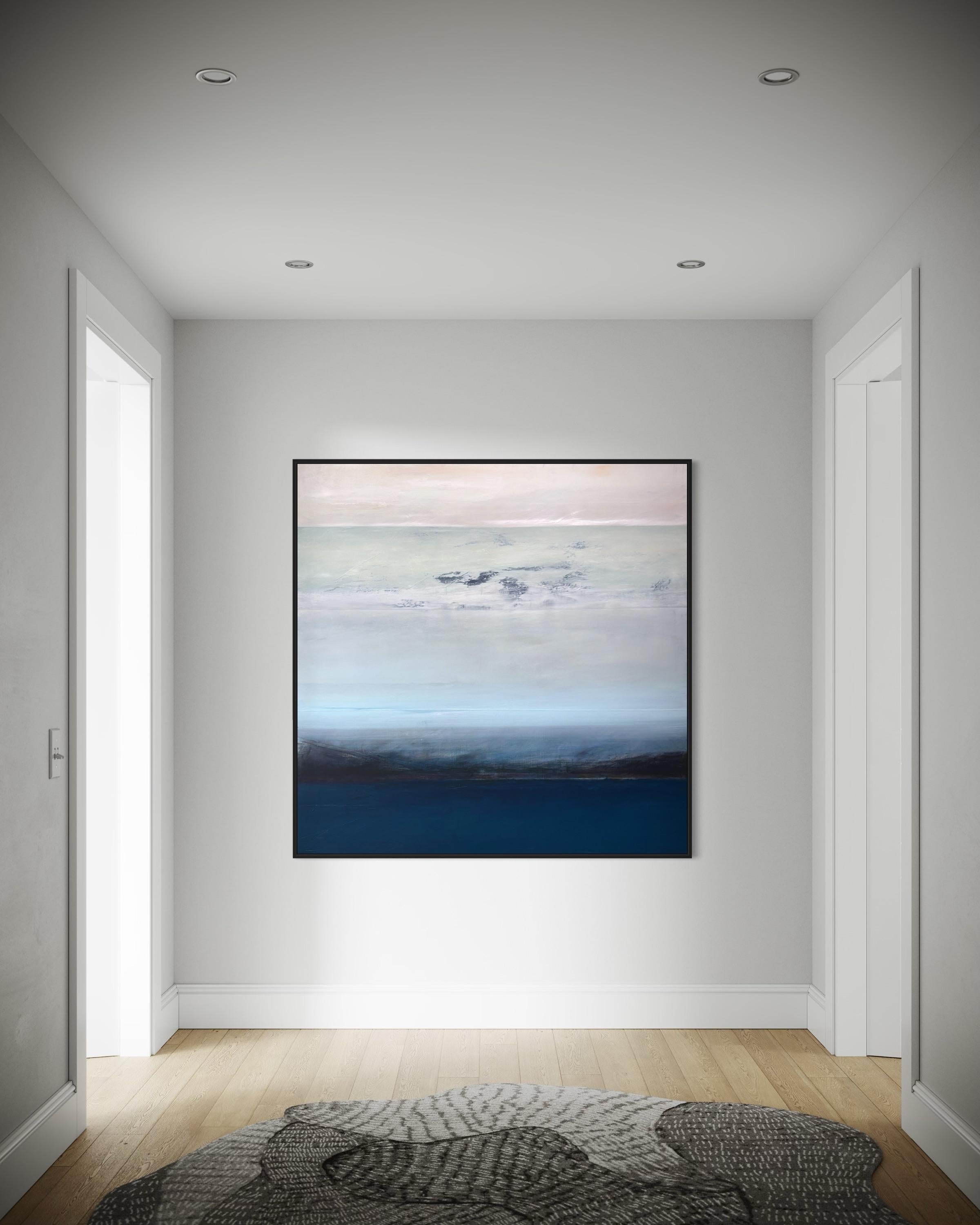 « Offshore » de Katheryn Holt - Peinture abstraite aux couleurs blanches et bleues en vente 1