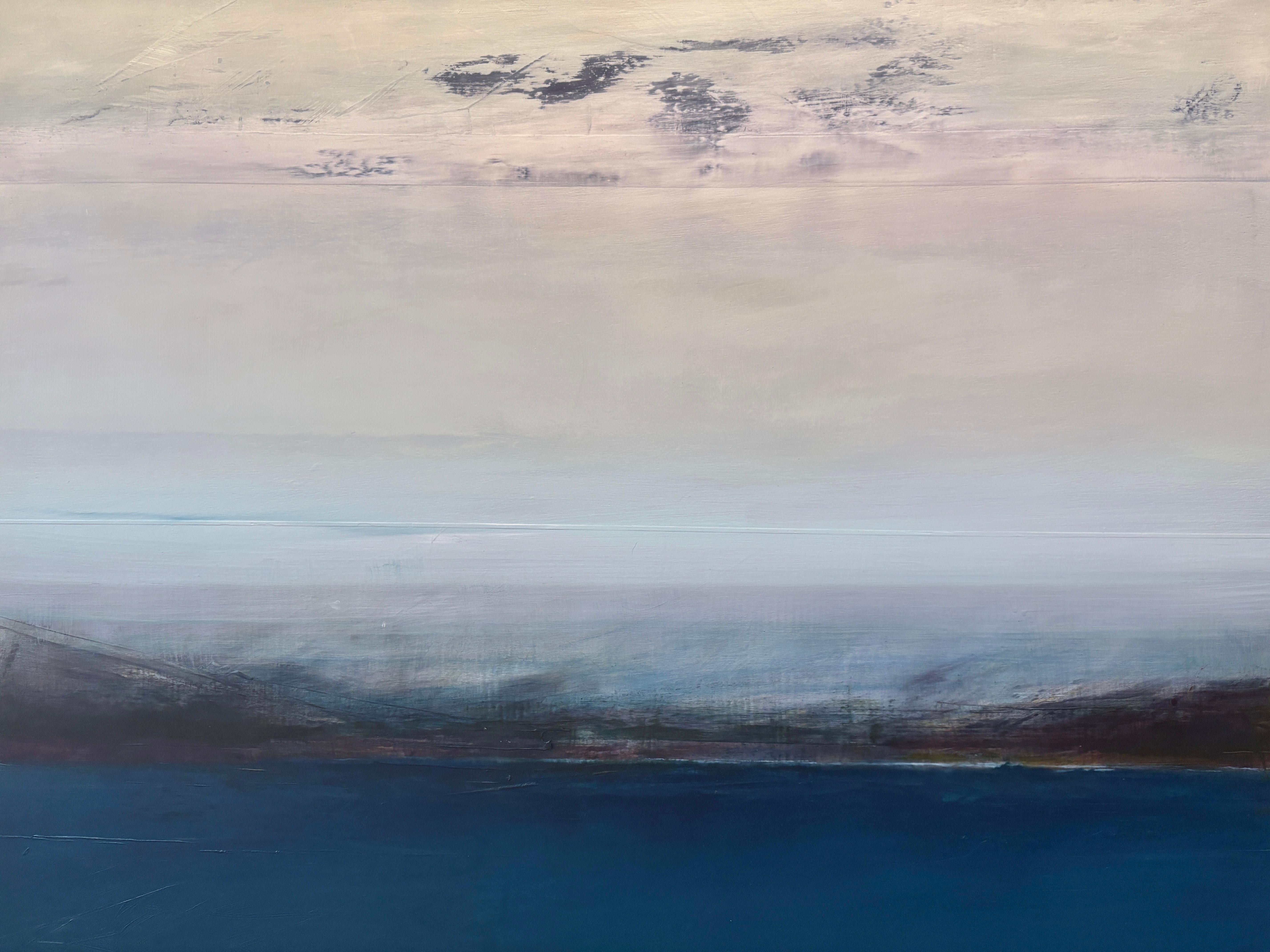 « Offshore » de Katheryn Holt - Peinture abstraite aux couleurs blanches et bleues en vente 2