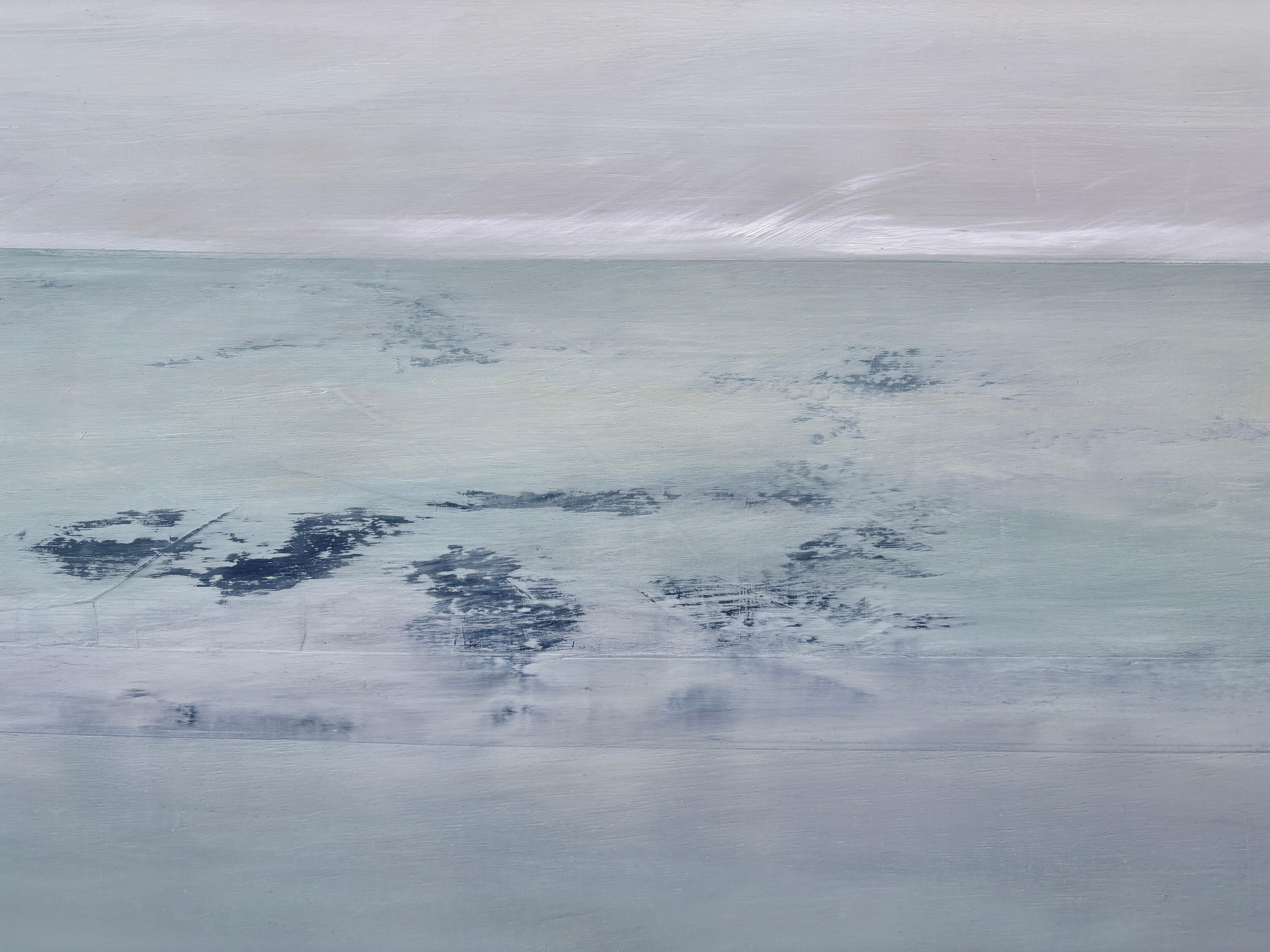 « Offshore » de Katheryn Holt - Peinture abstraite aux couleurs blanches et bleues en vente 3