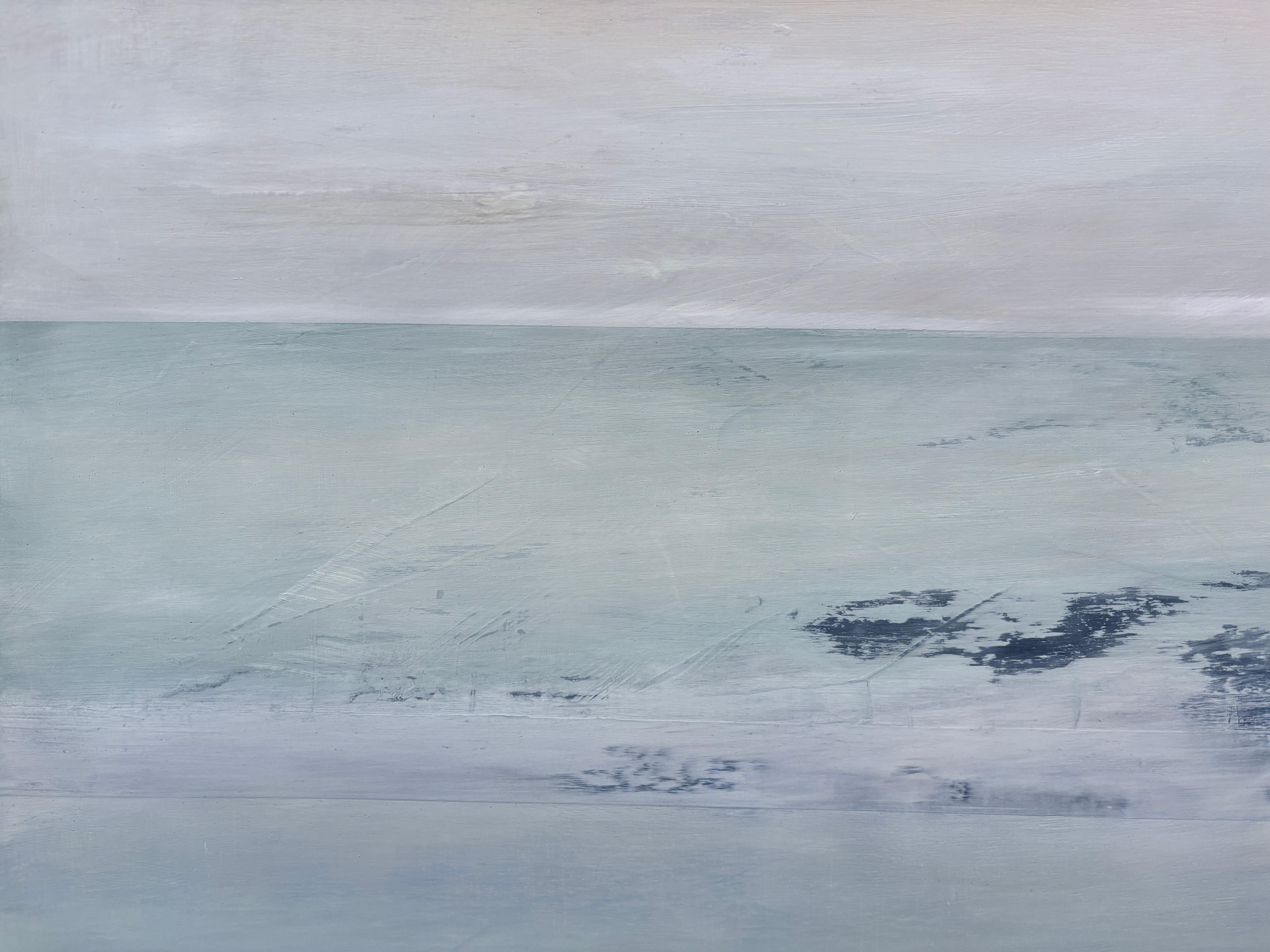 « Offshore » de Katheryn Holt - Peinture abstraite aux couleurs blanches et bleues en vente 5