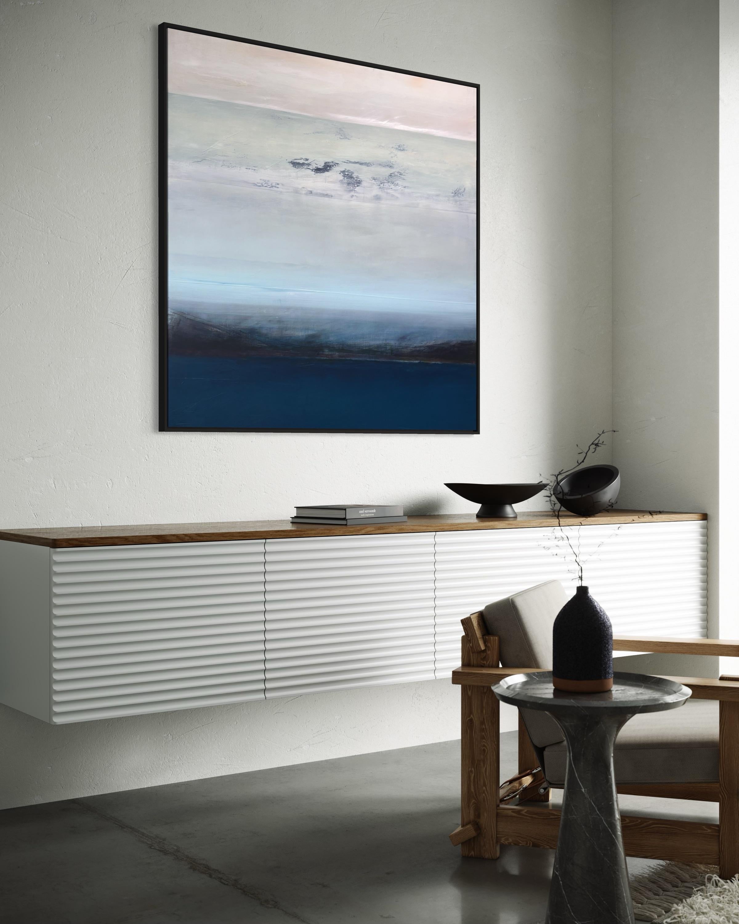 « Offshore » de Katheryn Holt - Peinture abstraite aux couleurs blanches et bleues en vente 7