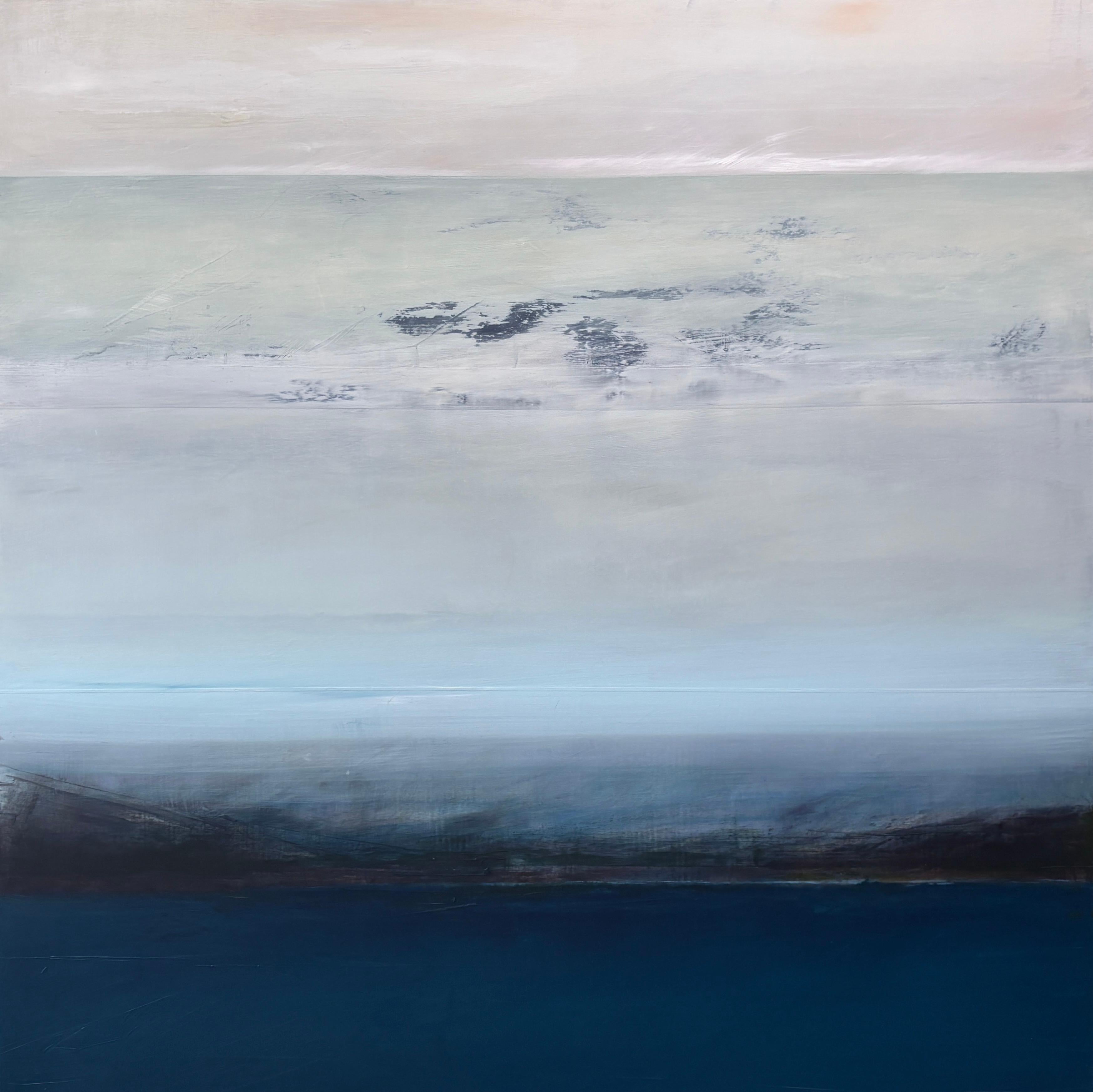 "Offshore" di Katheryn Holt - Pittura astratta a campi di colore bianco e blu