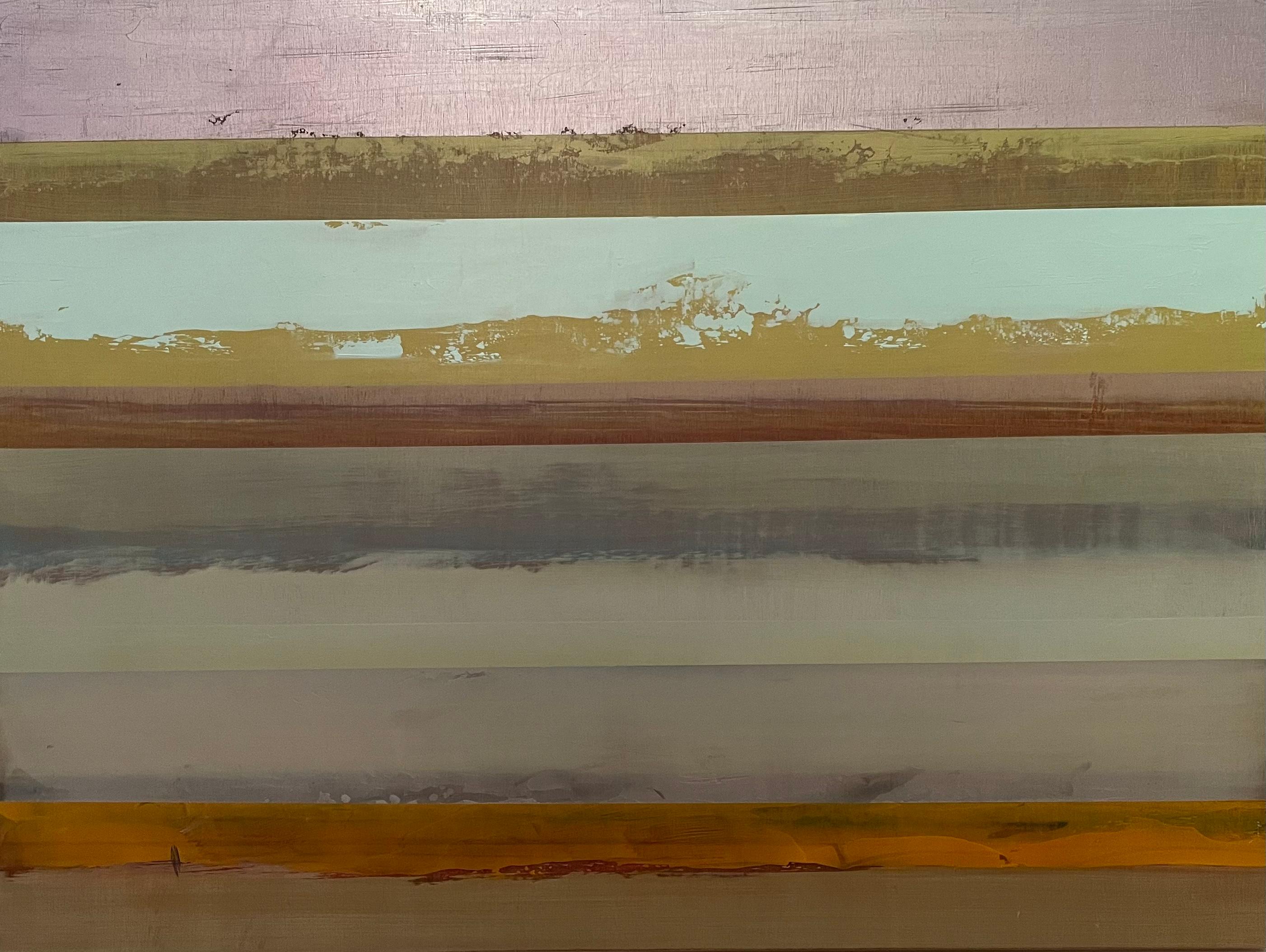 Pastell" Zeitgenössische abstrakte Seelandschaft Öl auf Karton von Katheryn Holt
