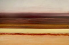 'Purple Noon' by Katheryn Holt - Contemporary Purple, Gray, and Orange Abstract