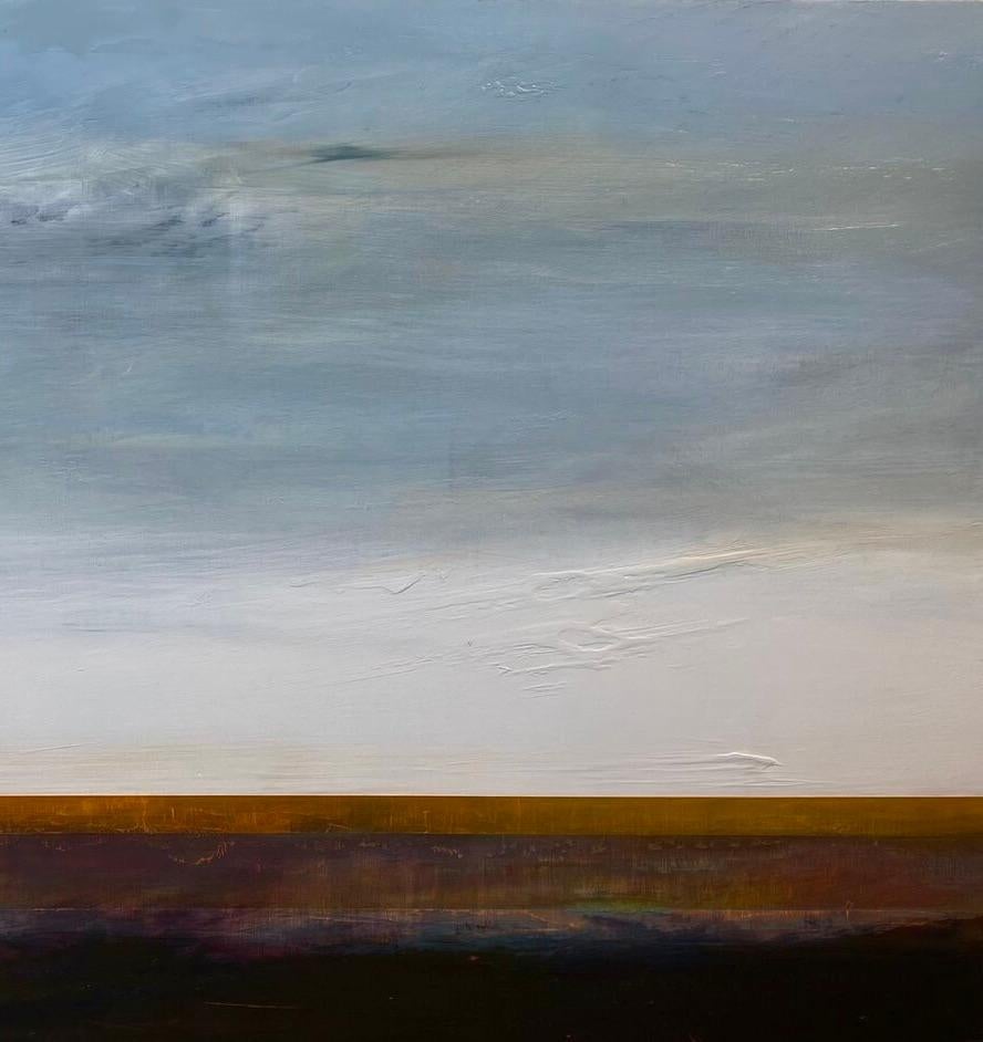 „Storm Surge III“ von Katheryn Holt – Abstraktes Gemälde in Blau und Erdtönen im Angebot 3