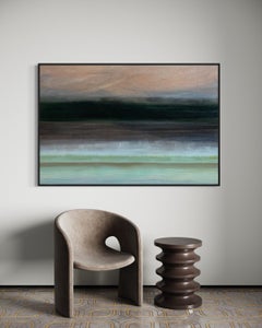 "Shade and Breeze" - Green, Black, and Earth Tone Textured Abstract Artwork